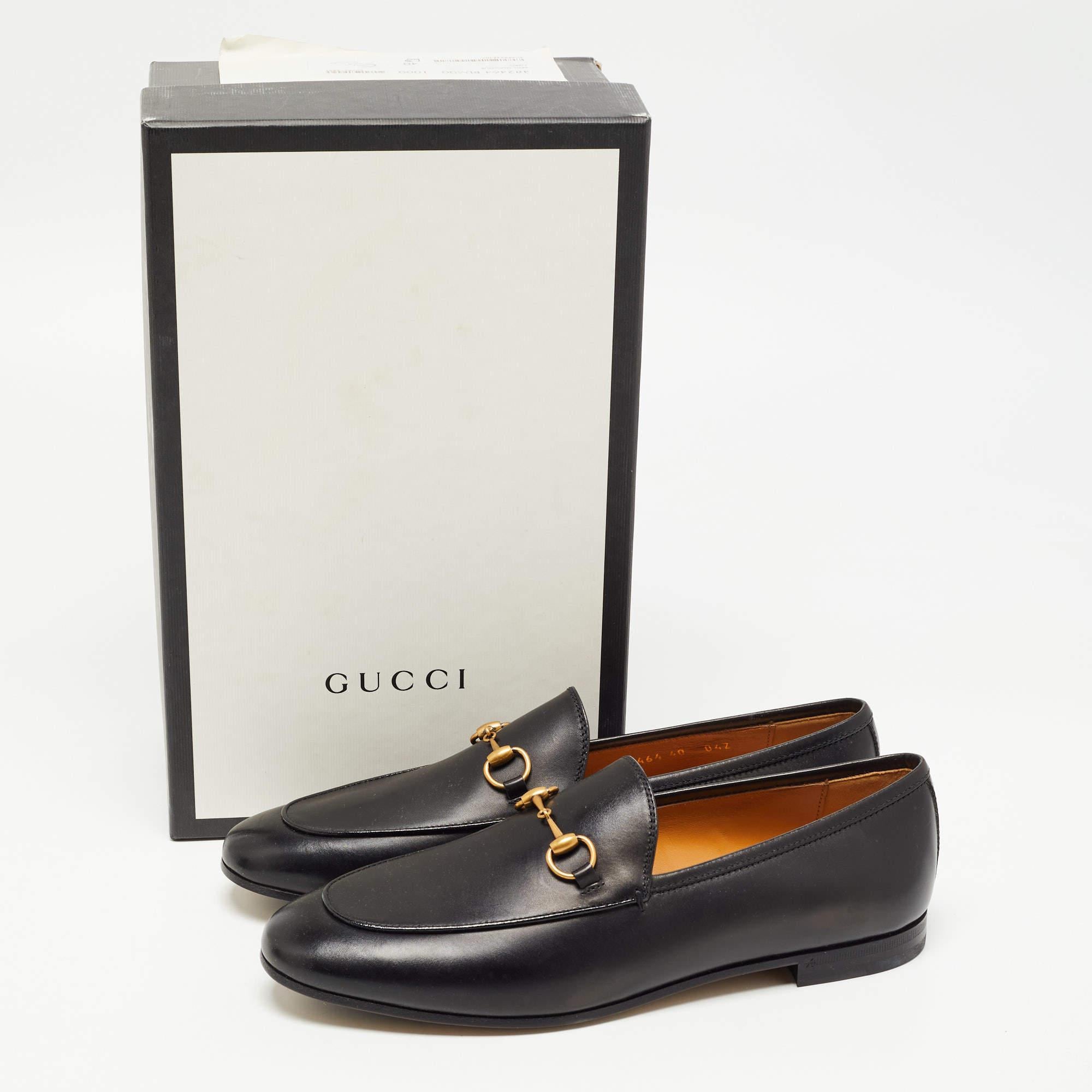 Gucci Black Leather Jordaan Loafers Size 40 2