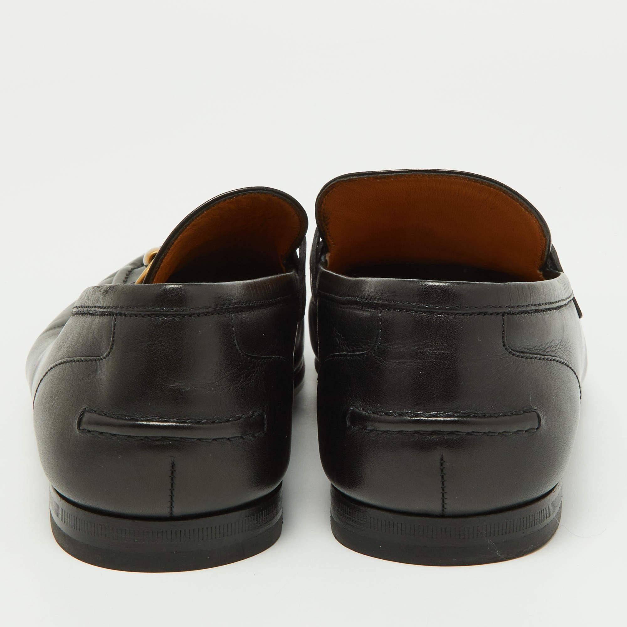 Gucci Black Leather Jordaan Loafers Size 40 For Sale 2