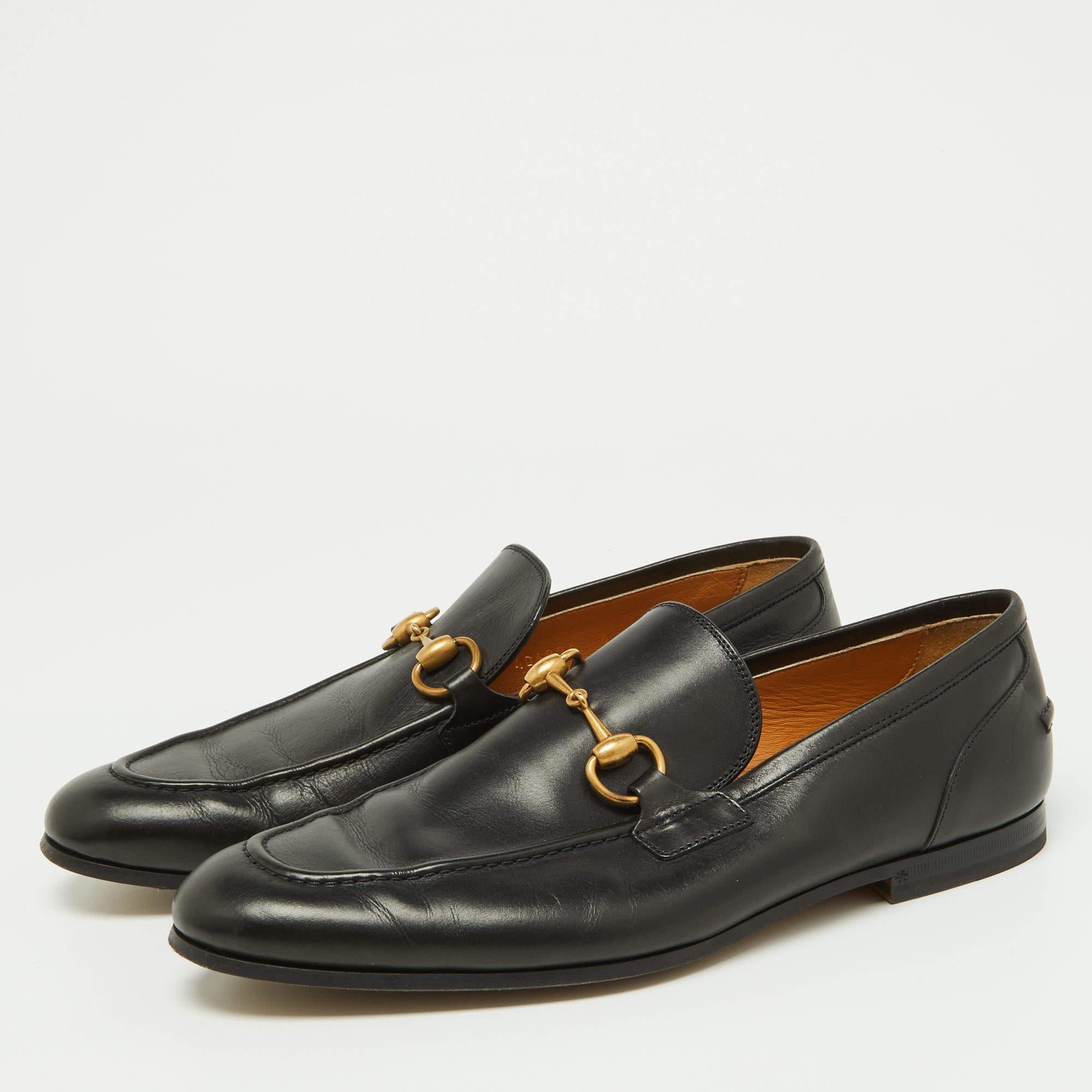 Gucci Black Leather Jordaan Loafers Size 40 For Sale 3