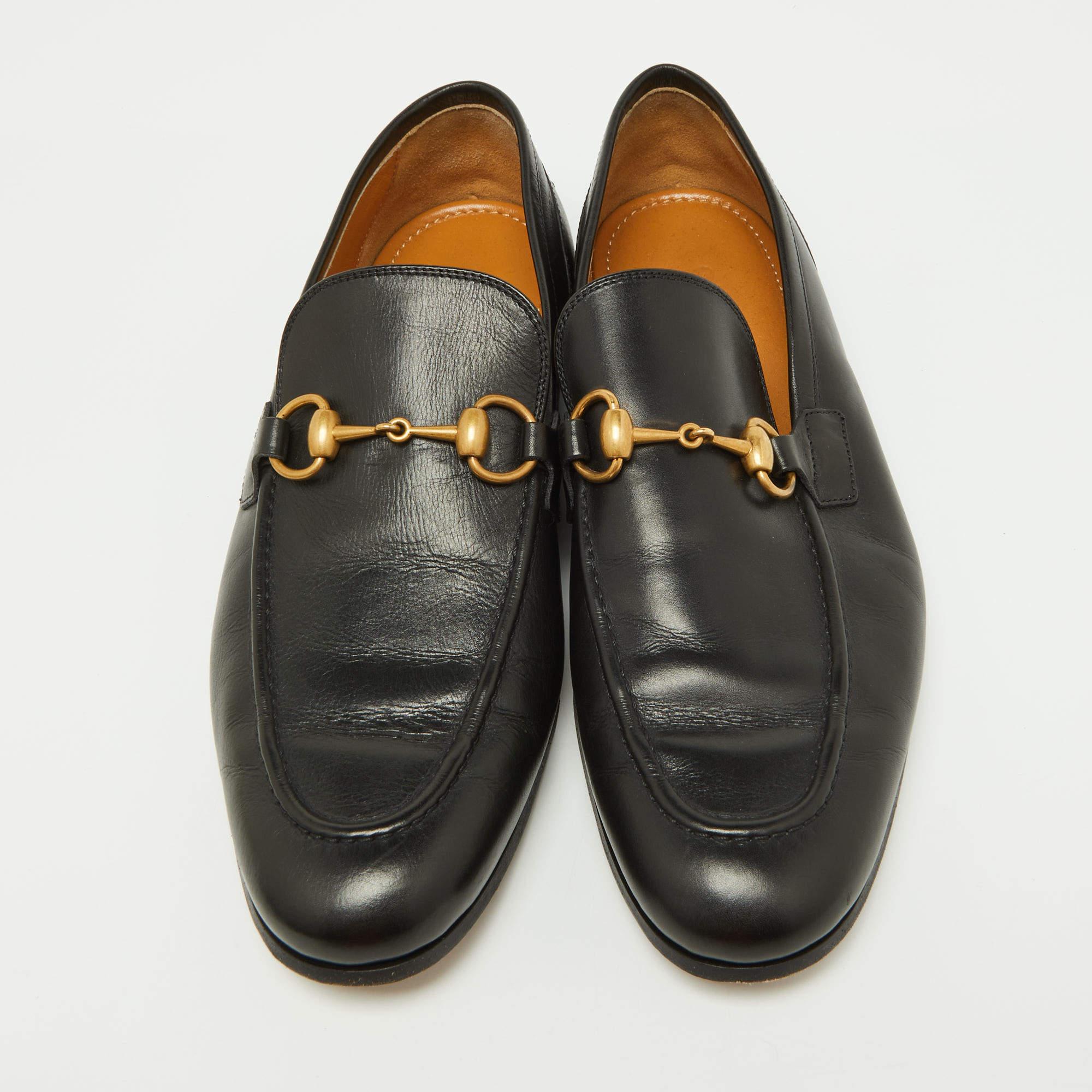 Gucci Black Leather Jordaan Loafers Size 40 For Sale 4