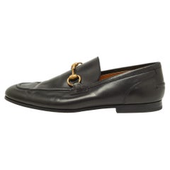 Used Gucci Black Leather Jordaan Loafers Size 40