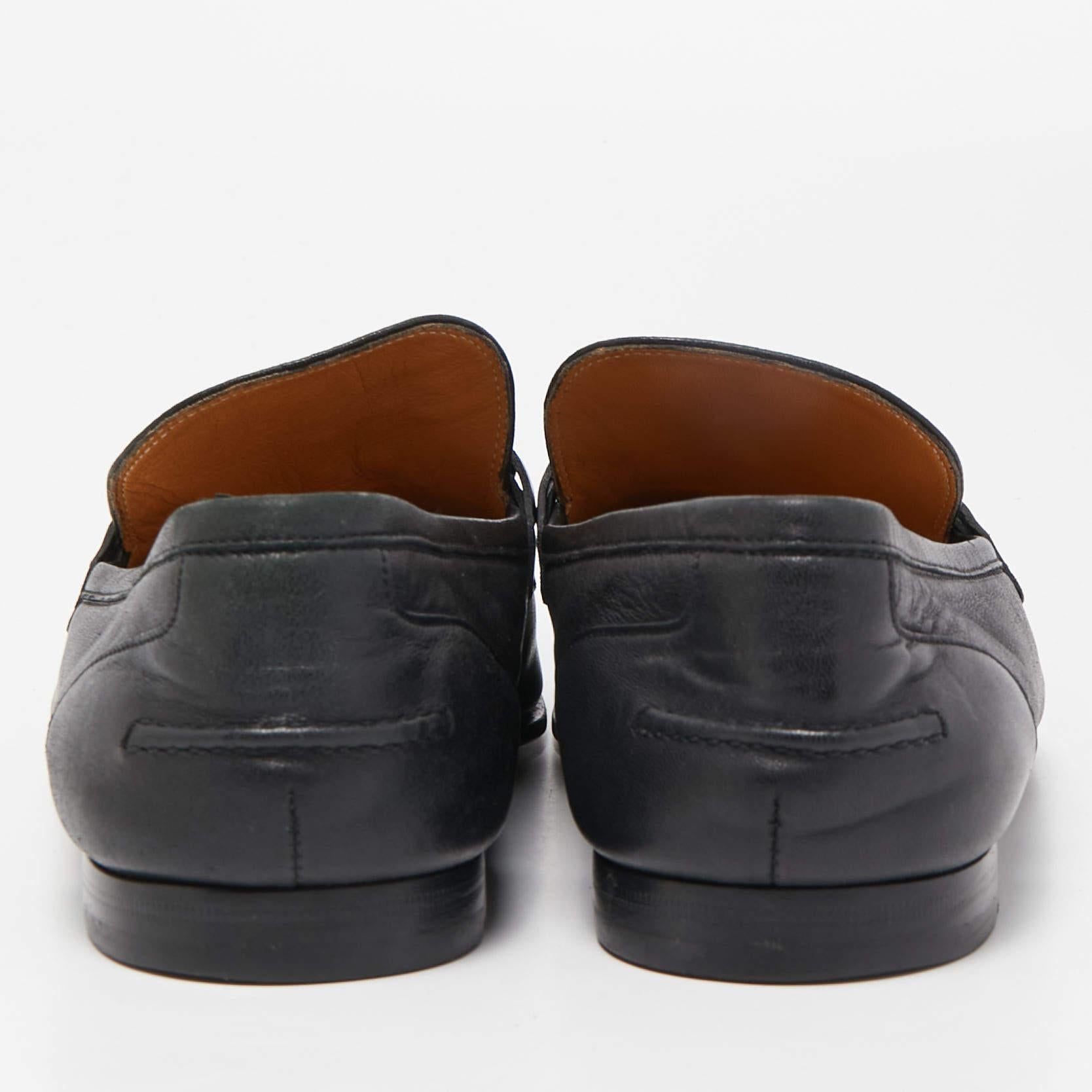 Gucci Black Leather Jordaan Loafers Size 40.5 In Good Condition In Dubai, Al Qouz 2