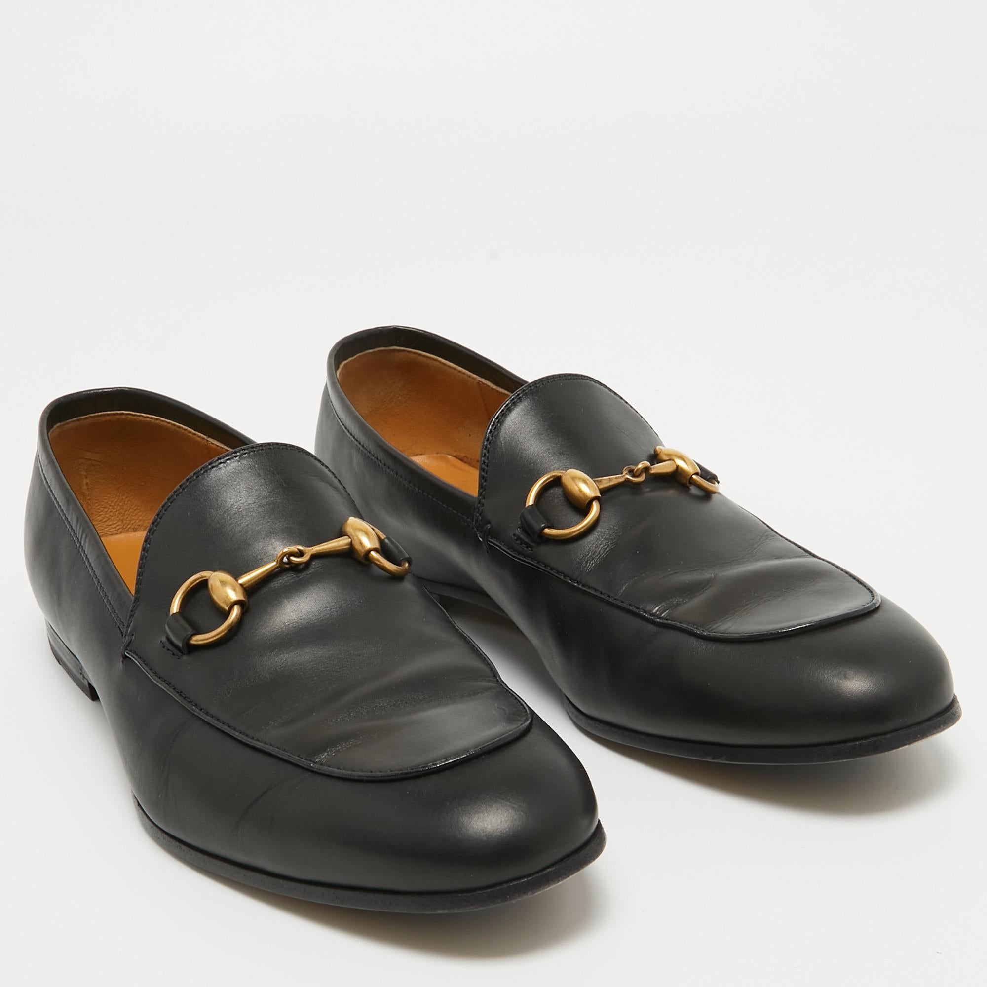 Men's Gucci Black Leather Jordaan Loafers Size 40.5 For Sale