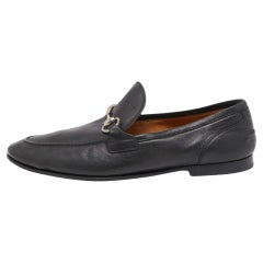 Gucci Black Leather Jordaan Loafers Size 40.5
