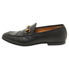Gucci Black Leather Jordaan Loafers Size 40.5