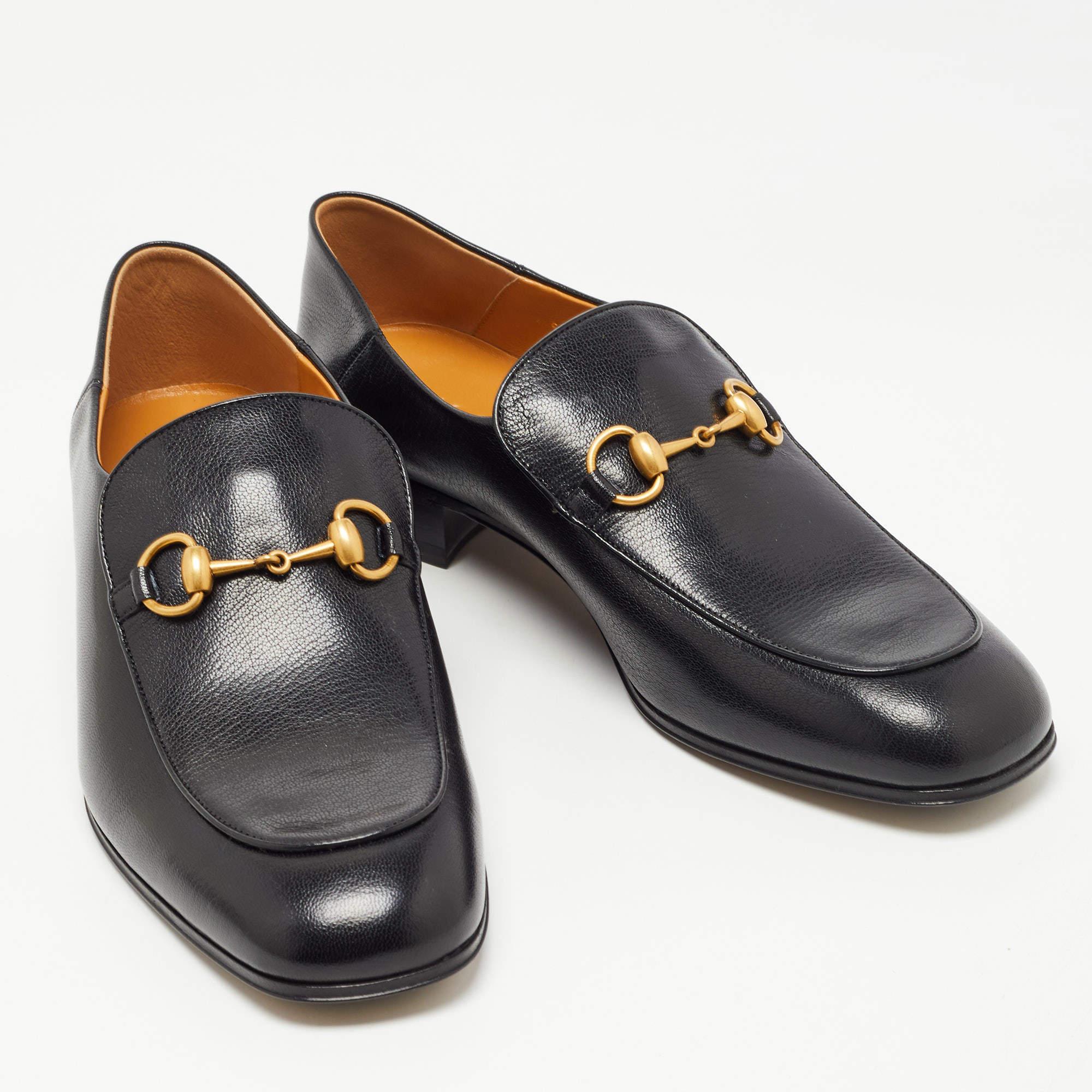 Gucci Black Leather Jordaan Loafers Size 43 1