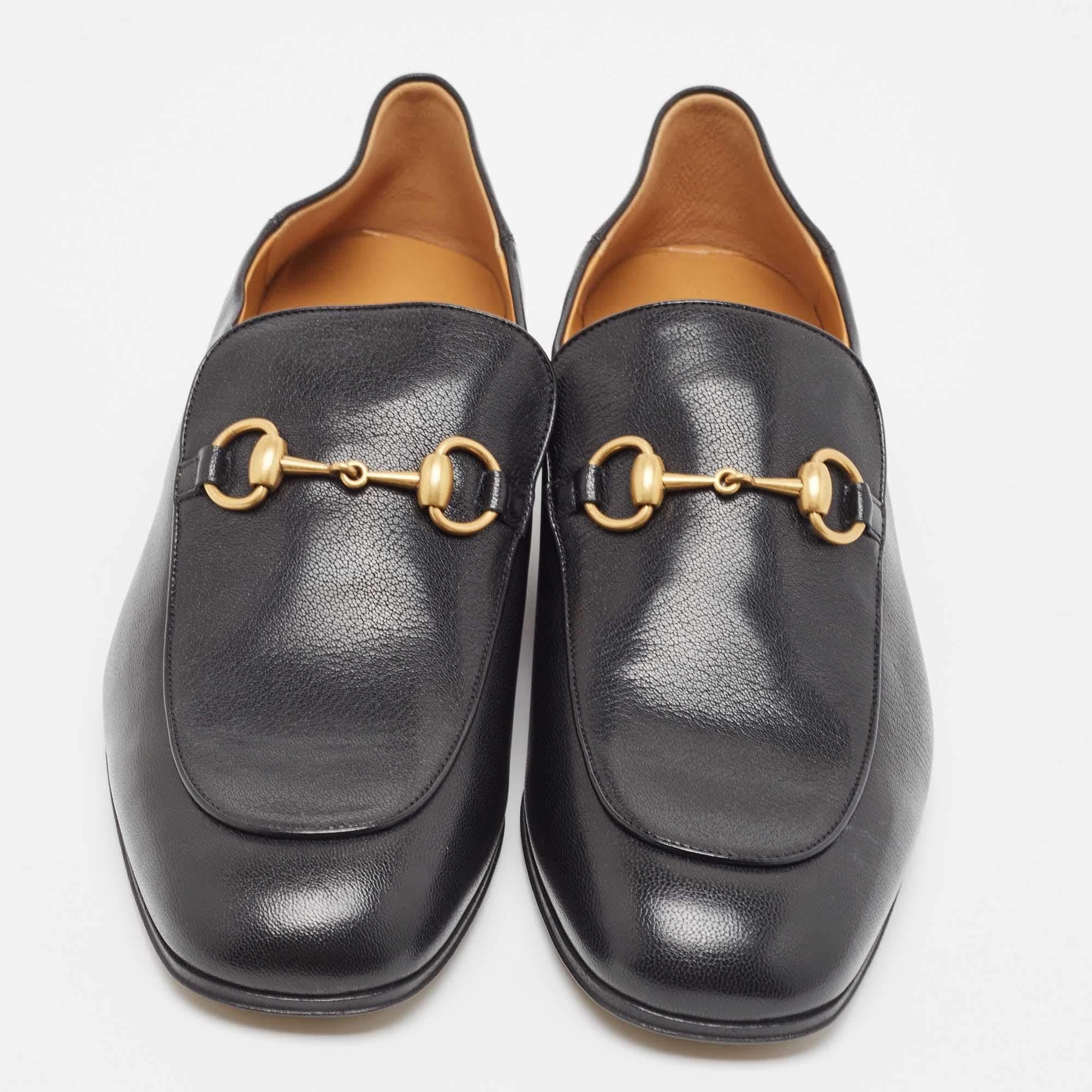 Men's Gucci Black Leather Jordaan Loafers Size 44