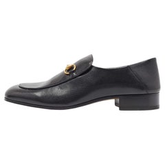 Gucci Black Leather Jordaan Loafers Size 44