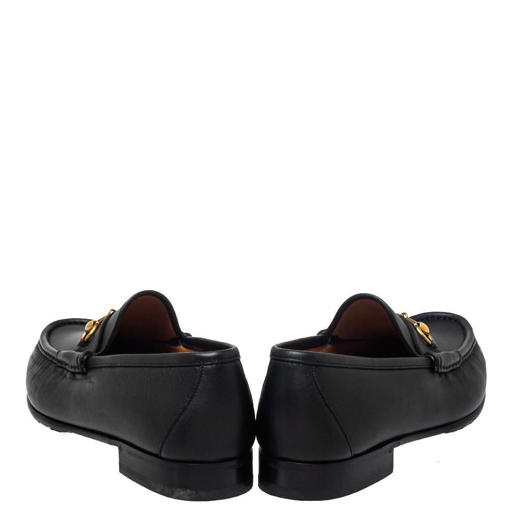 Gucci Black Leather Jordaan Loafers Size 46.5 In New Condition In Dubai, Al Qouz 2
