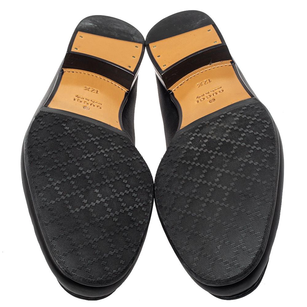 Men's Gucci Black Leather Jordaan Loafers Size 46.5