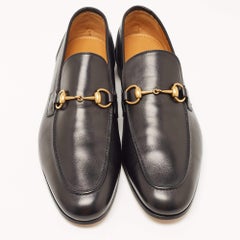 Gucci Black Leather Jordan Horsebit Loafers