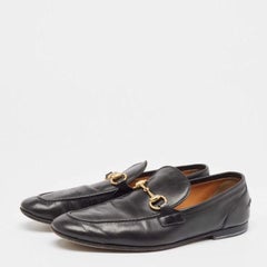 Gucci Black Leather Jordan Horsebit Loafers Size 40.5