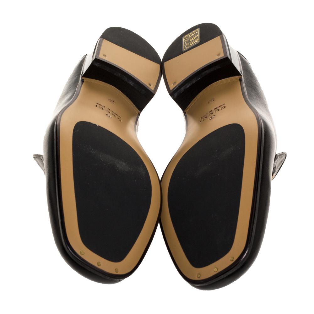 Gucci Black Leather Jordan Horsebit Slip On Loafers Size 44 2