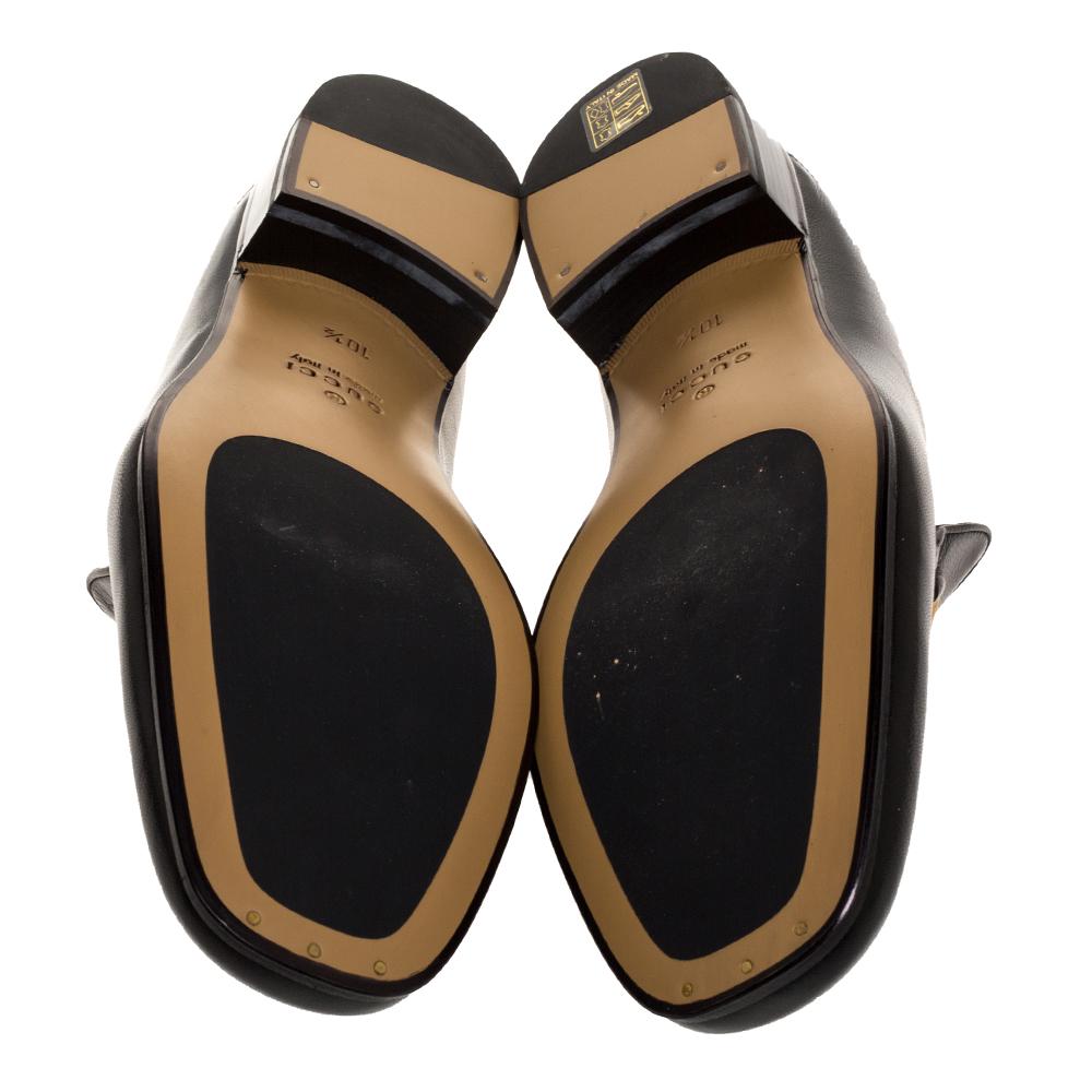Gucci Black Leather Jordan Horsebit Slip On Loafers Size 44.5 In Excellent Condition In Dubai, Al Qouz 2