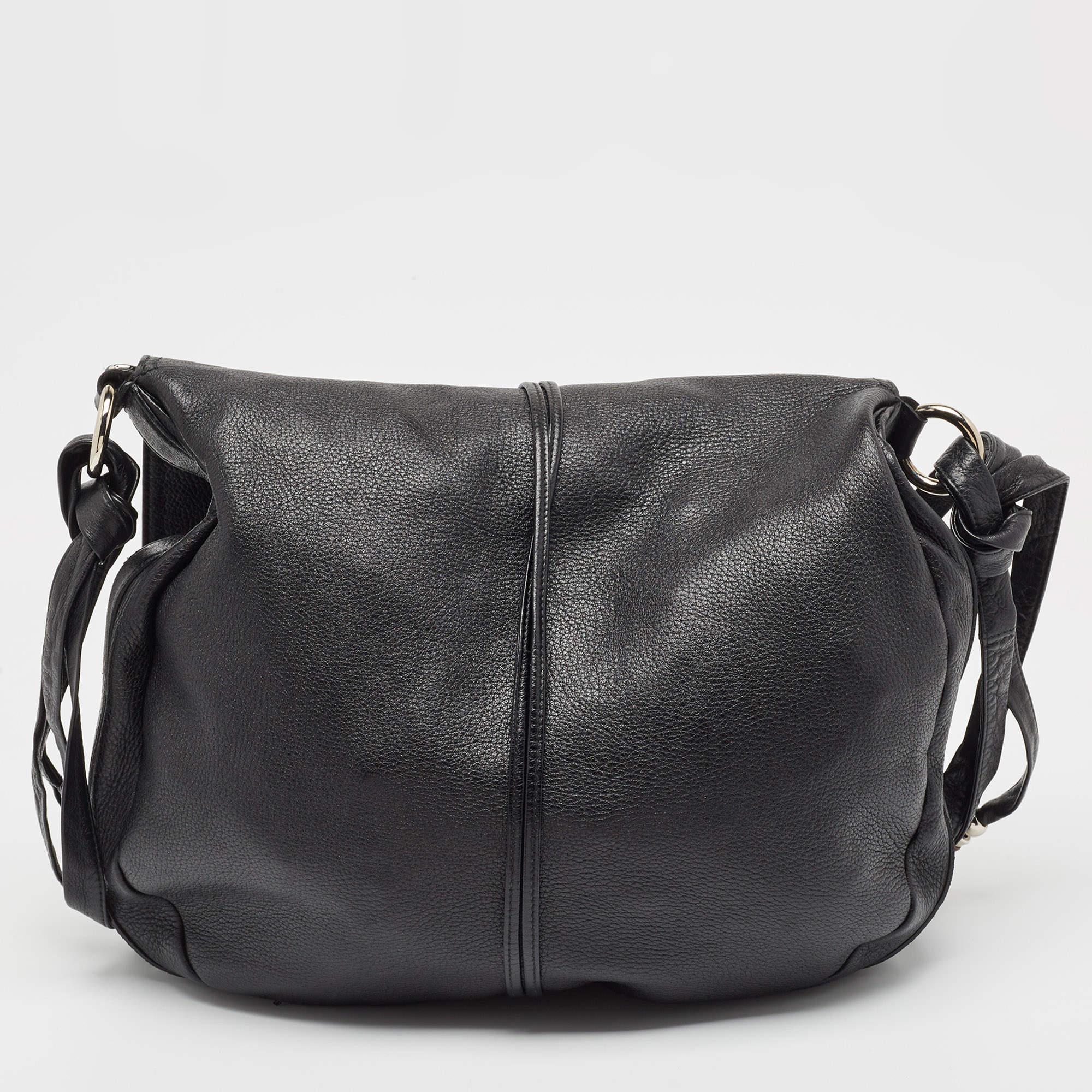 Women's Gucci Black Leather Jungle Flap Hobo
