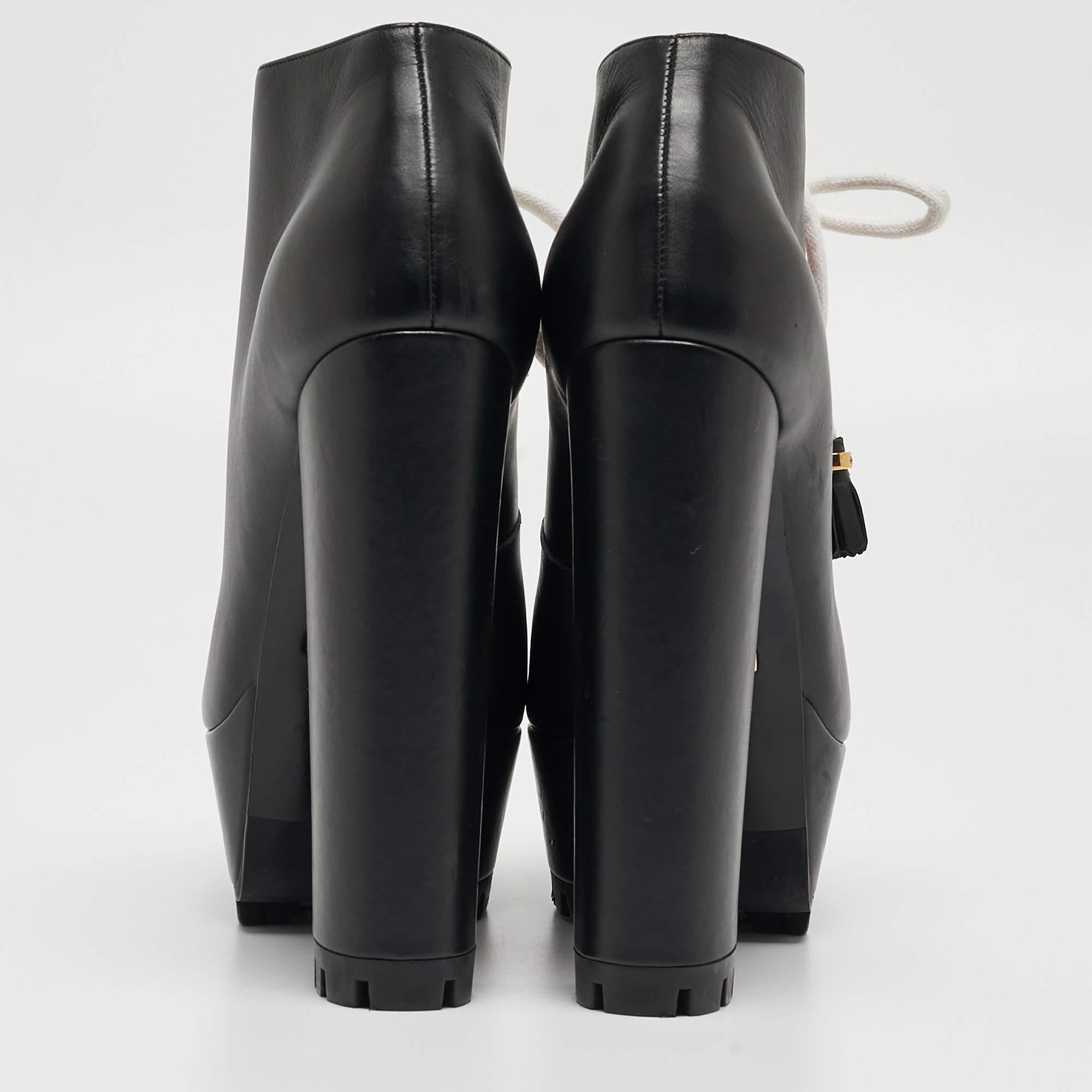 Gucci Black Leather Kayka Ankle Boots Size 37 For Sale 3
