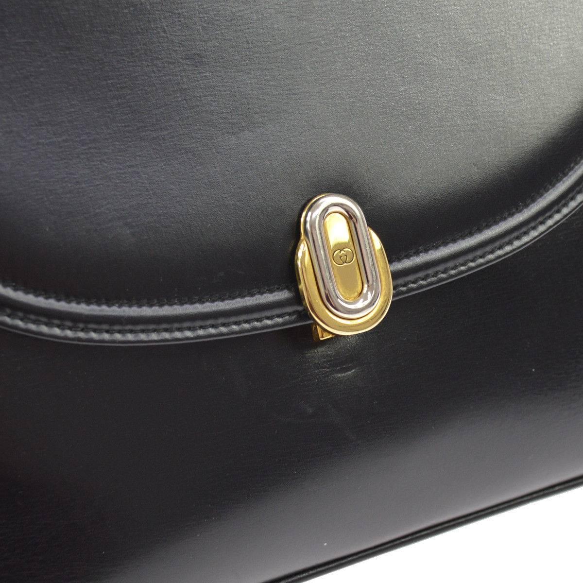 Gucci Black Leather Kelly Style Top Flap Evening Handle Satchel Bag

Leather
Gold and silver tone hardware
Leather lining
Made in Italy
Handle drop 3