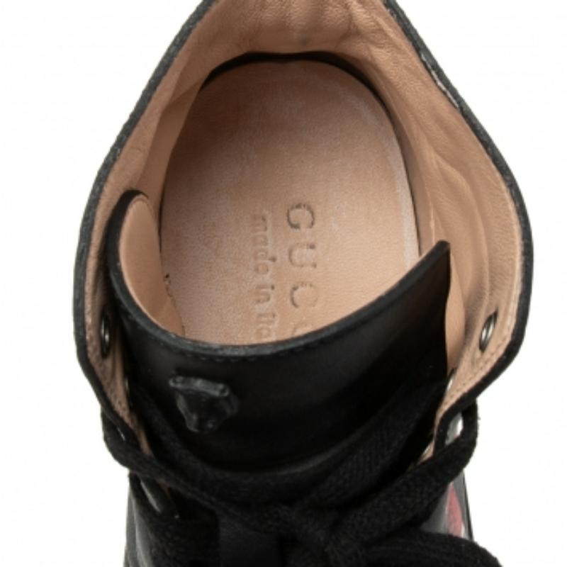 Gucci Black Leather Kingsnake High Top Sneakers Size 39 For Sale 3