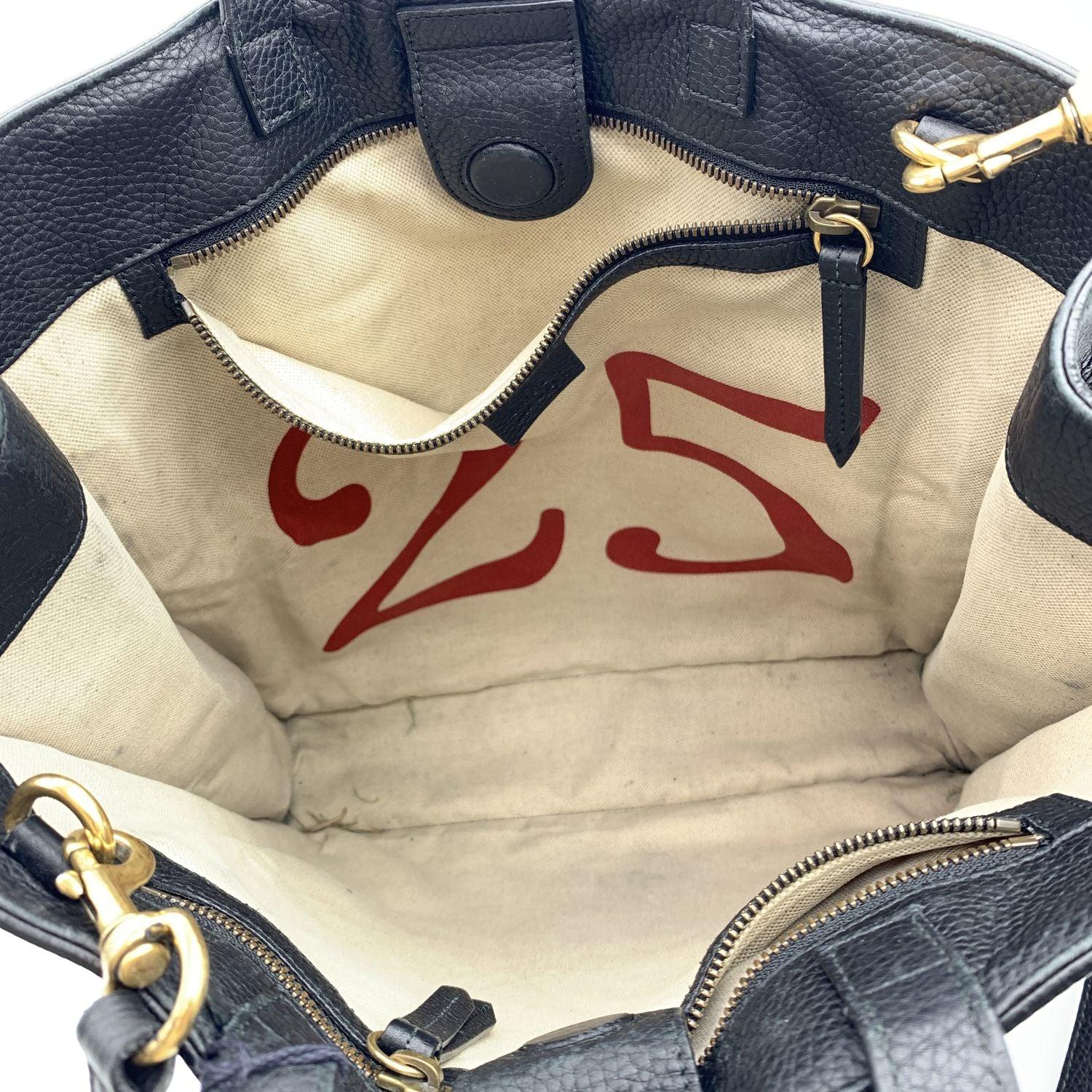 Gucci Black Leather Kingsnake Snake Print Tote Bag with Strap 1