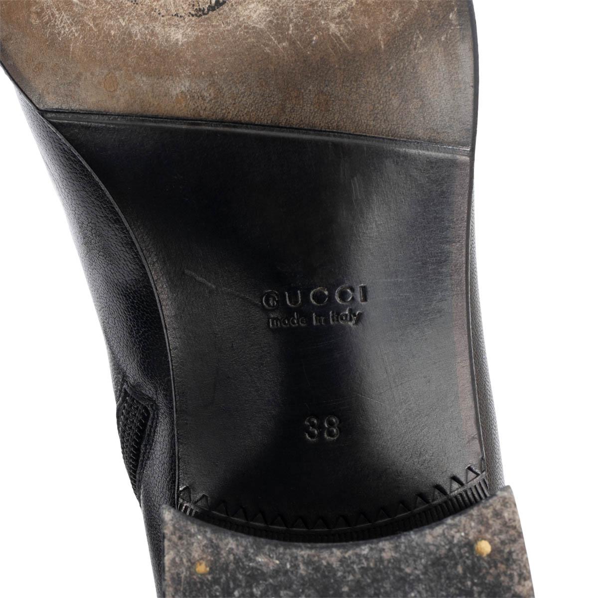 GUCCI black leather KITTEN BLOCK HEEL CHAIN Ankle Boots Shoes 39 For Sale 4