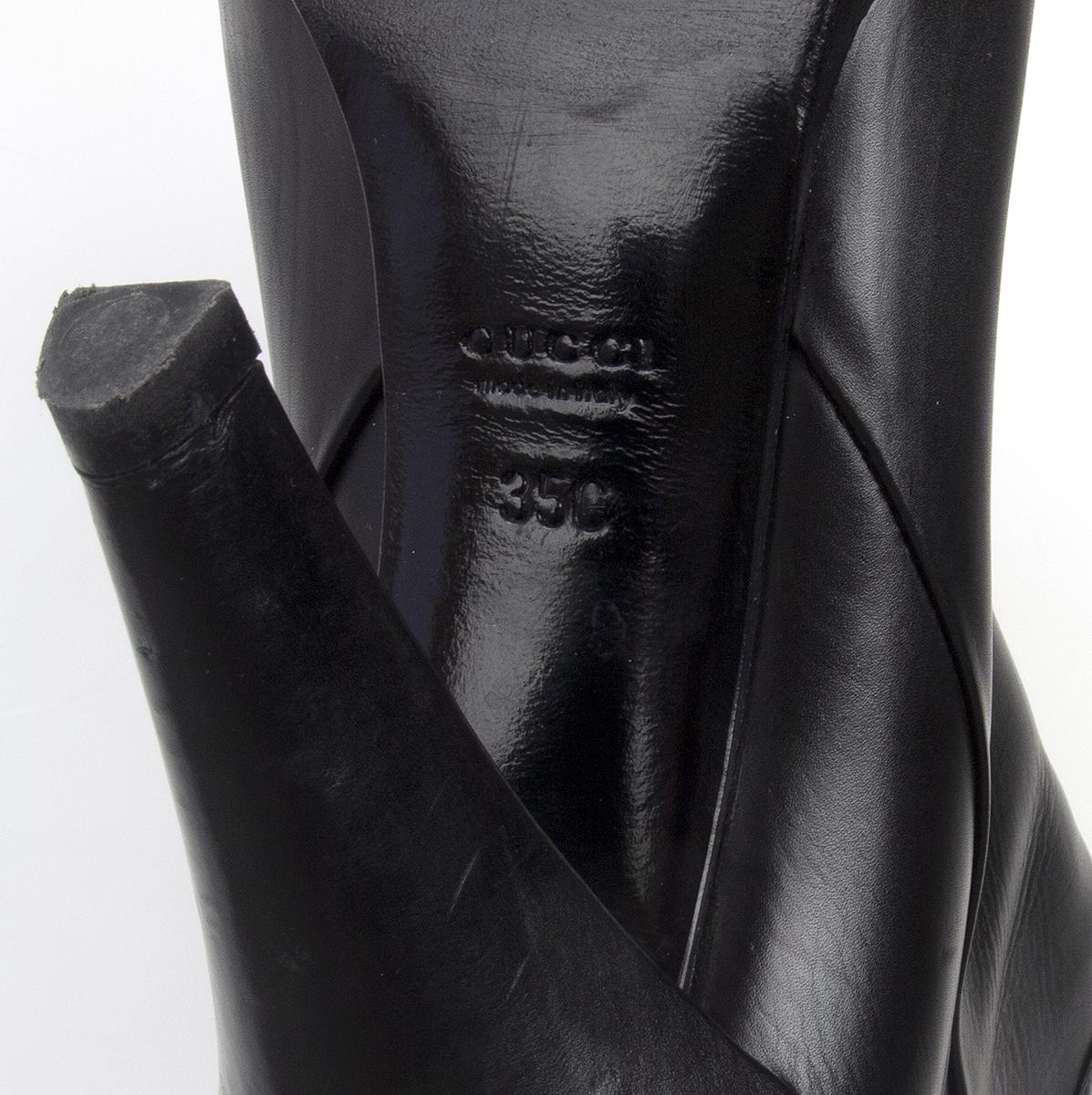 Women's GUCCI black leather Knee High Boots Shoes 35 For Sale