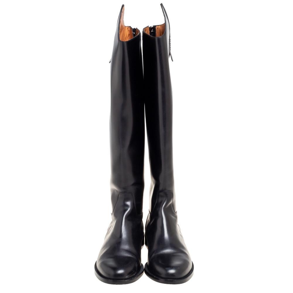 Women's Gucci Black Leather Knee High Boots Size 40