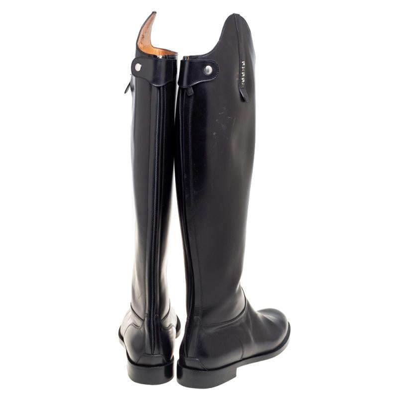 Gucci Black Leather Knee High Boots Size 40 1
