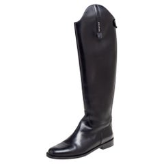 Gucci Black Leather Knee High Boots Size 40