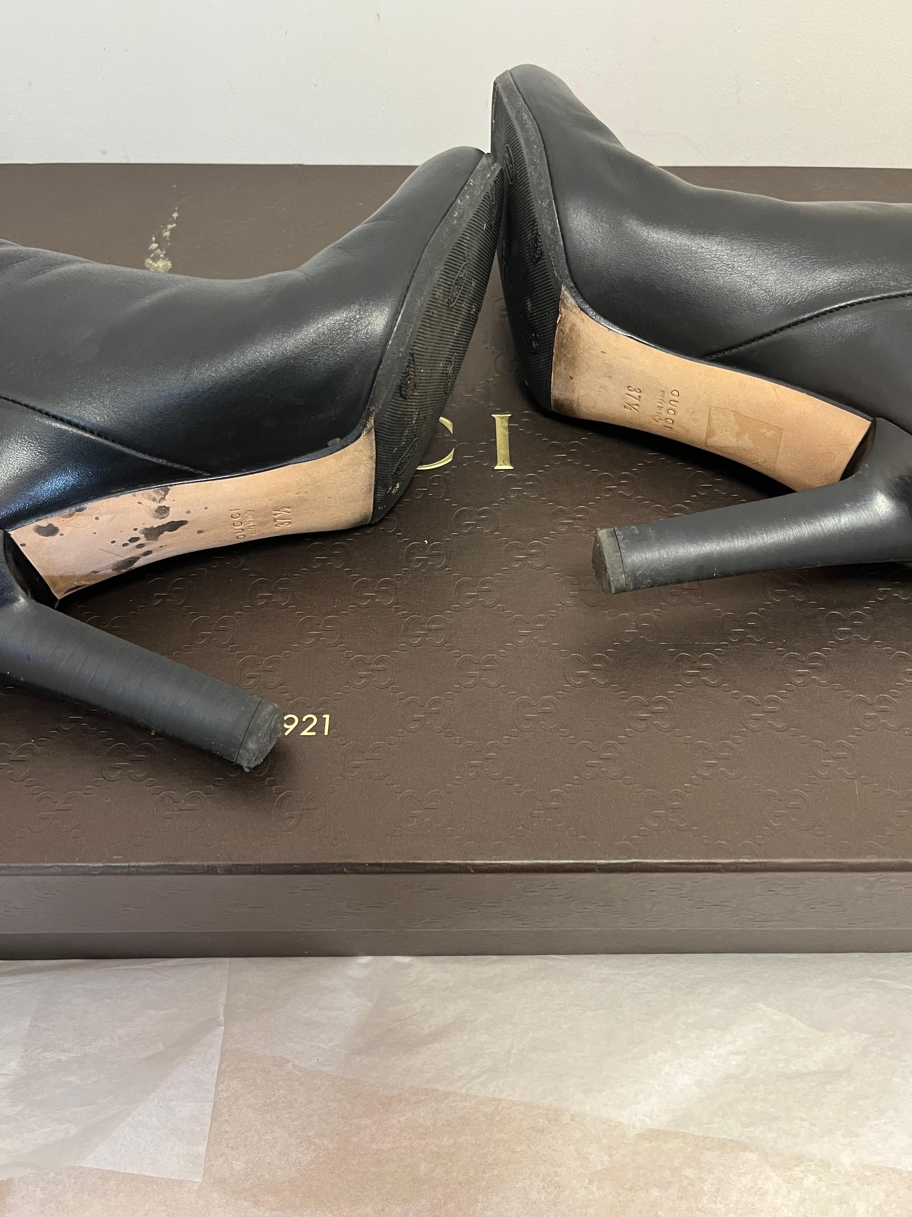 Gucci Black Leather Knee-High Boots Size 7.5 2