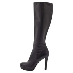 Gucci Black Leather Knee Length Boots Size 38