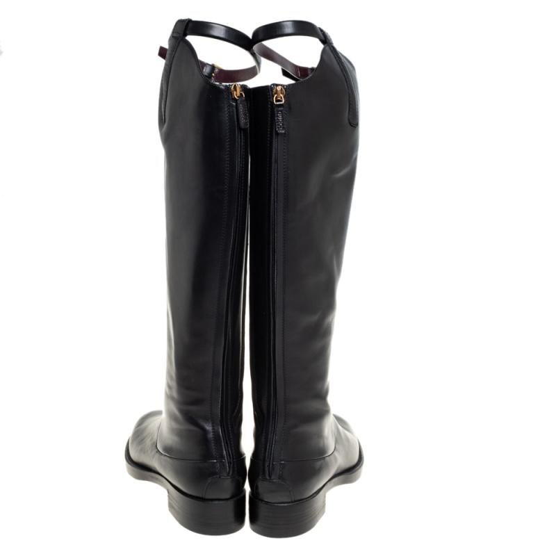 Gucci Black Leather Knee Length Boots Size 38.5 1