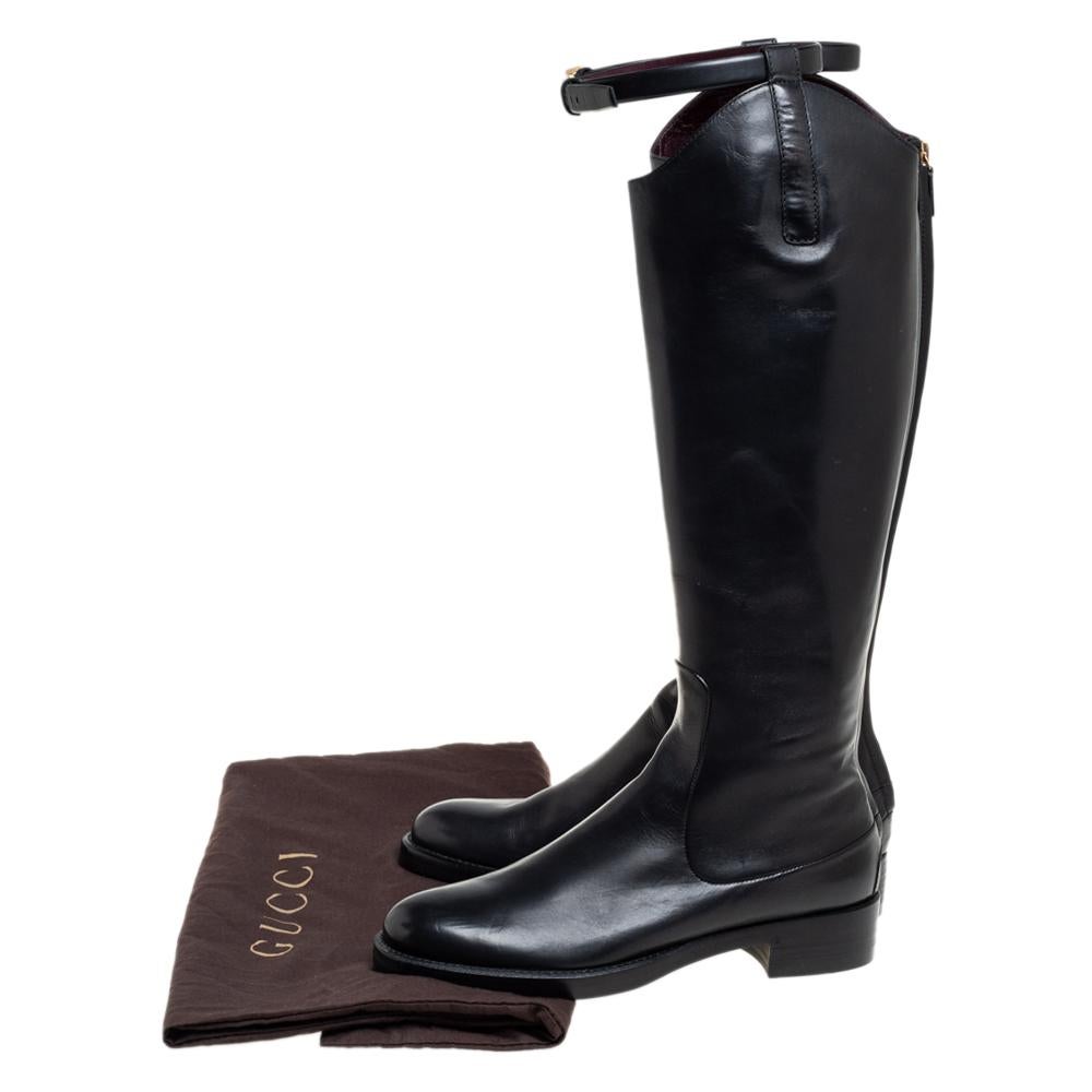 Gucci Black Leather Knee Length Boots Size 38.5 4