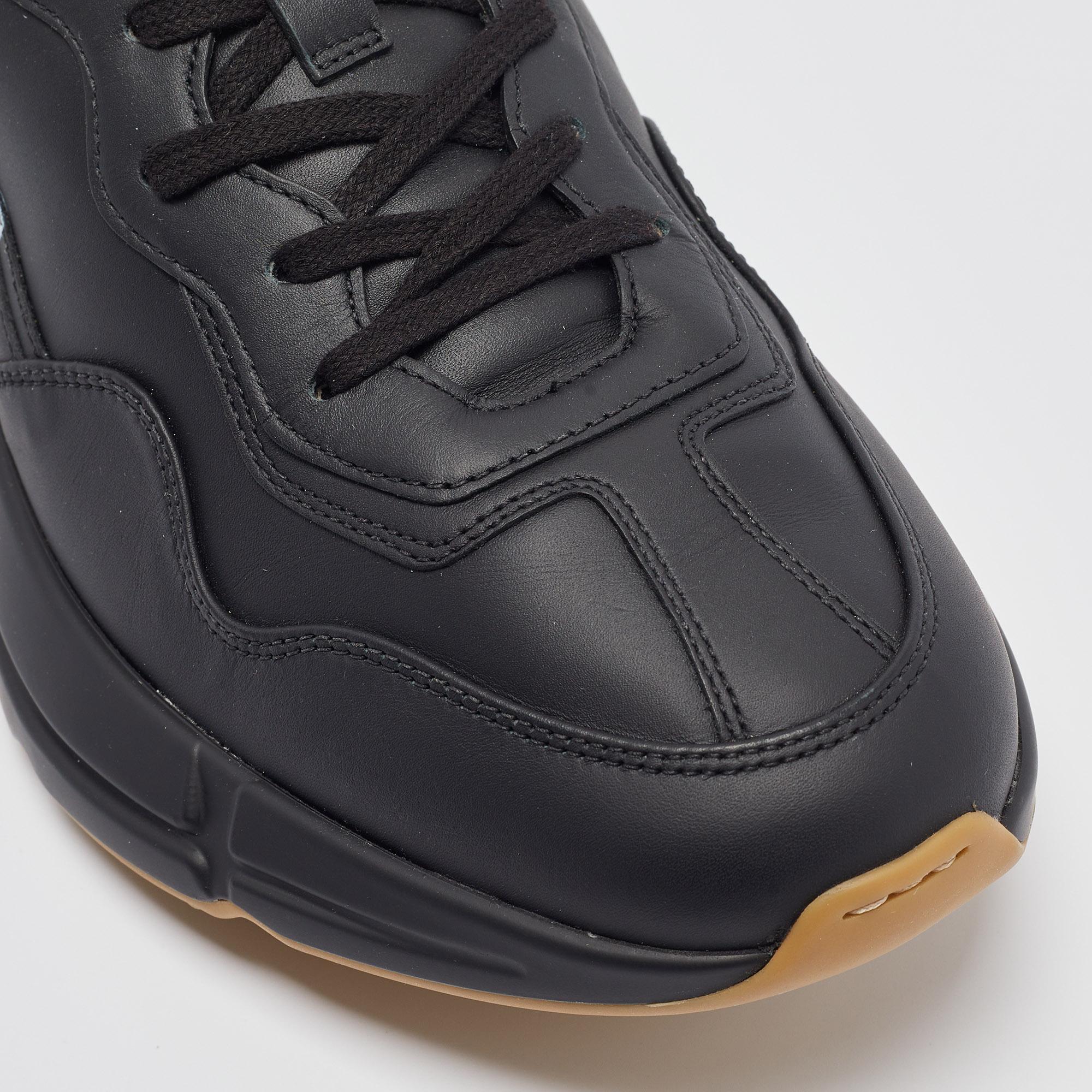 Gucci Black Leather LA Angels Rhyton Sneakers Size 44.5 1