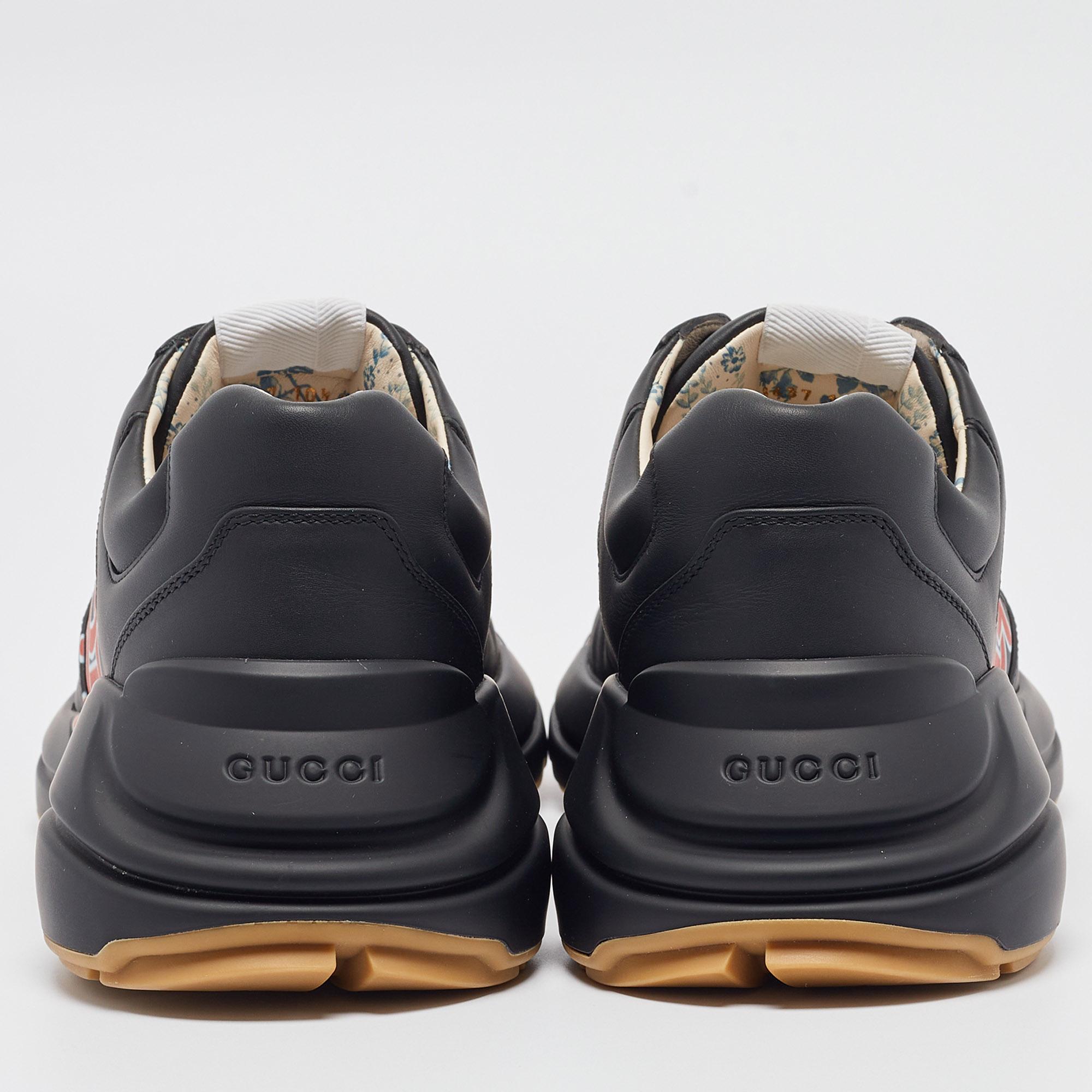 Gucci Black Leather LA Angels Rhyton Sneakers Size 44.5 2