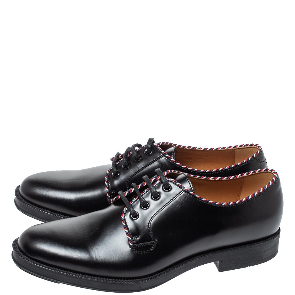 Gucci Black Leather Lace Up Derby Size 45 1