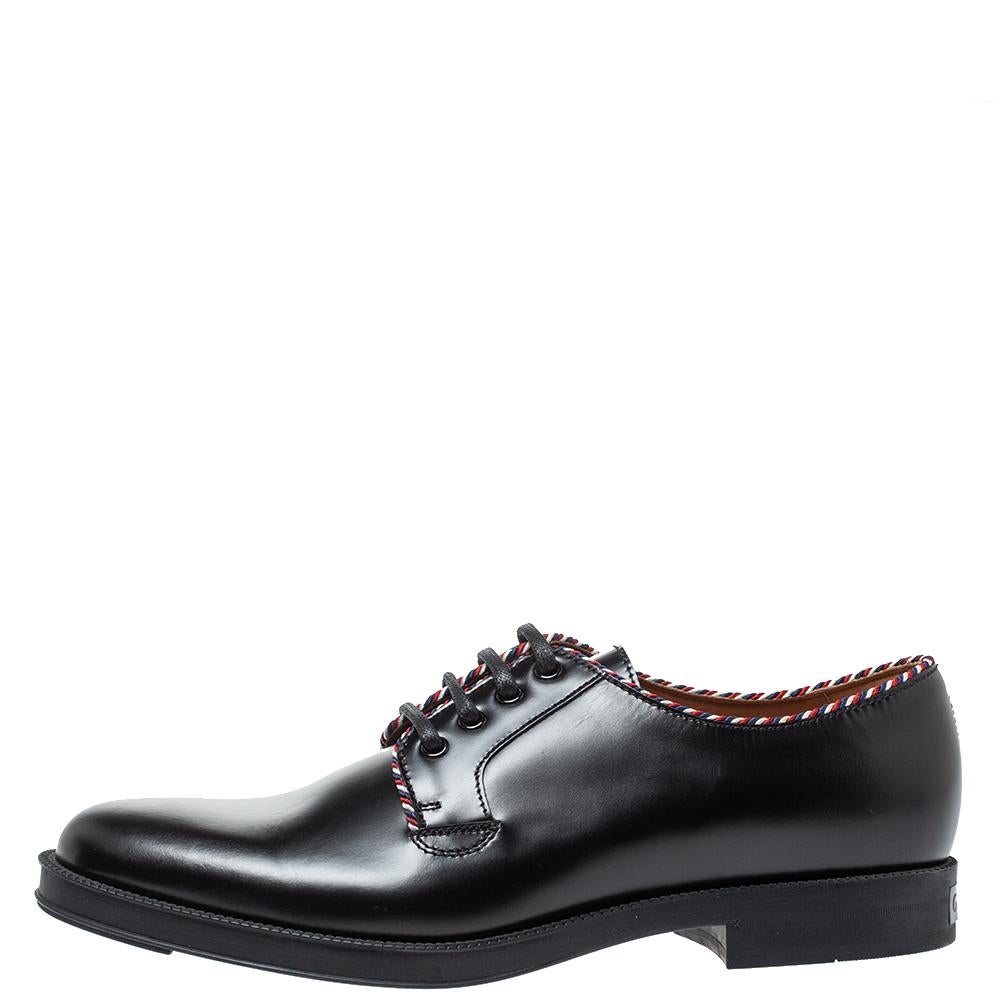 Gucci Black Leather Lace Up Derby Size 45 2