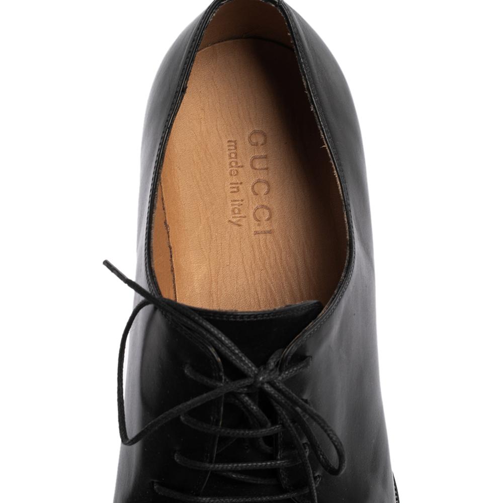 Gucci Black Leather Lace Up Derby Size 45 2