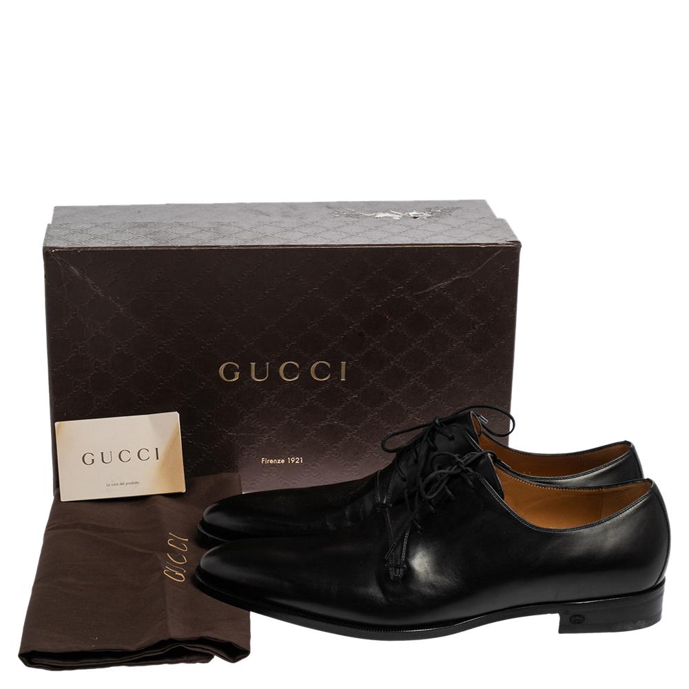 Gucci Black Leather Lace Up Derby Size 45 4