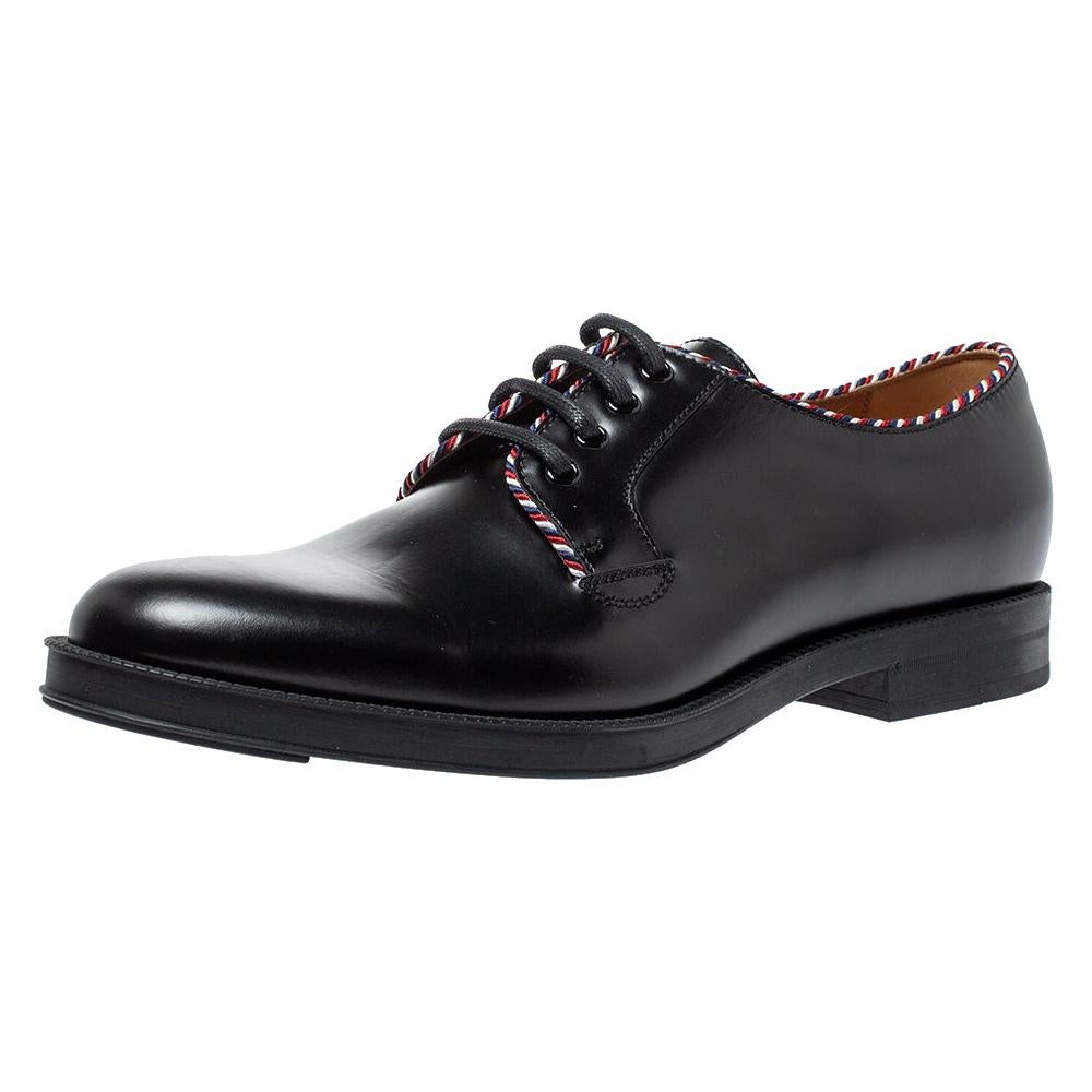 Gucci Black Leather Lace Up Derby Size 45