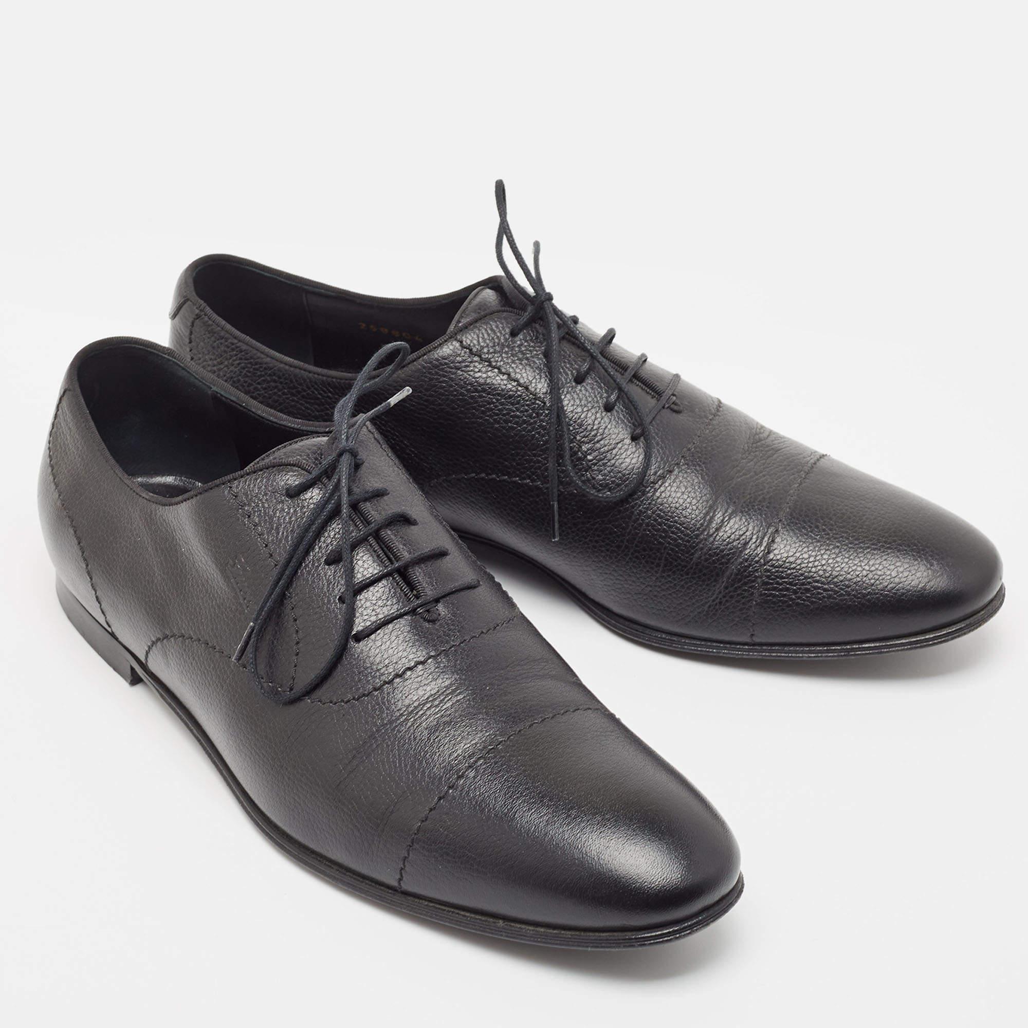 Gucci Black Leather Lace Up Oxfords Size 43 For Sale 1