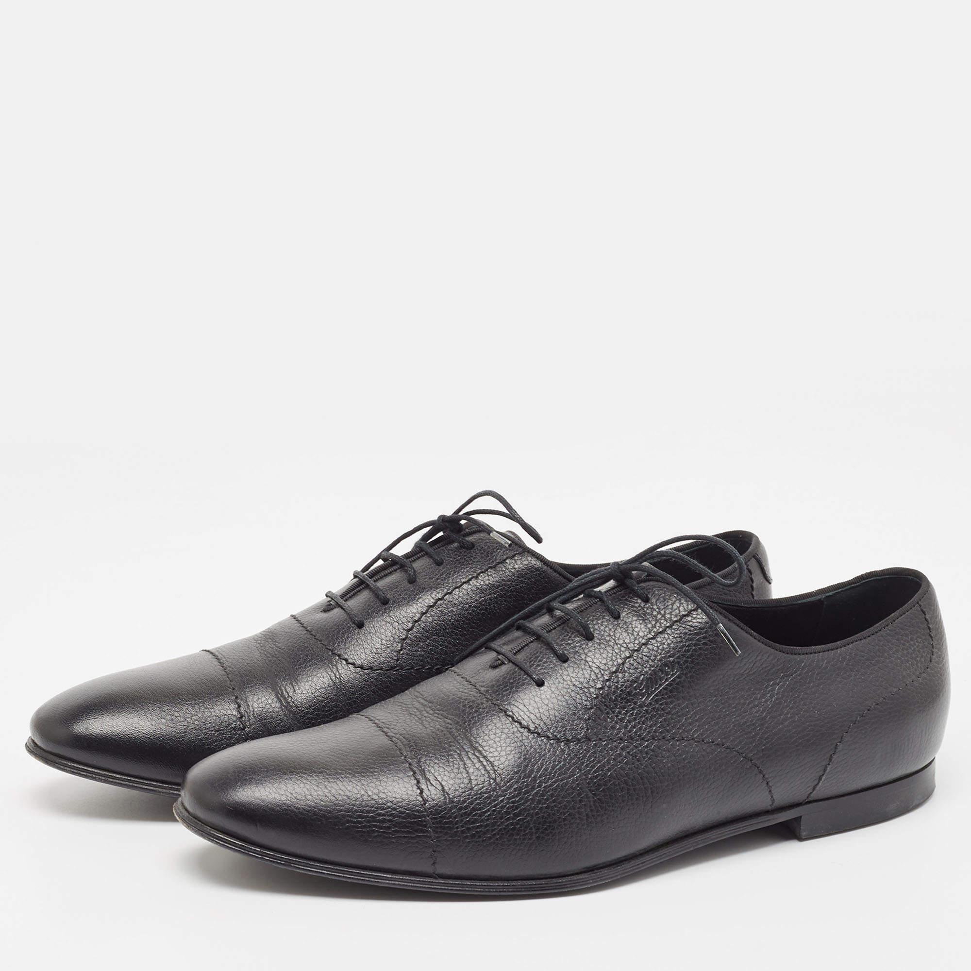 Gucci Black Leather Lace Up Oxfords Size 43 For Sale 2