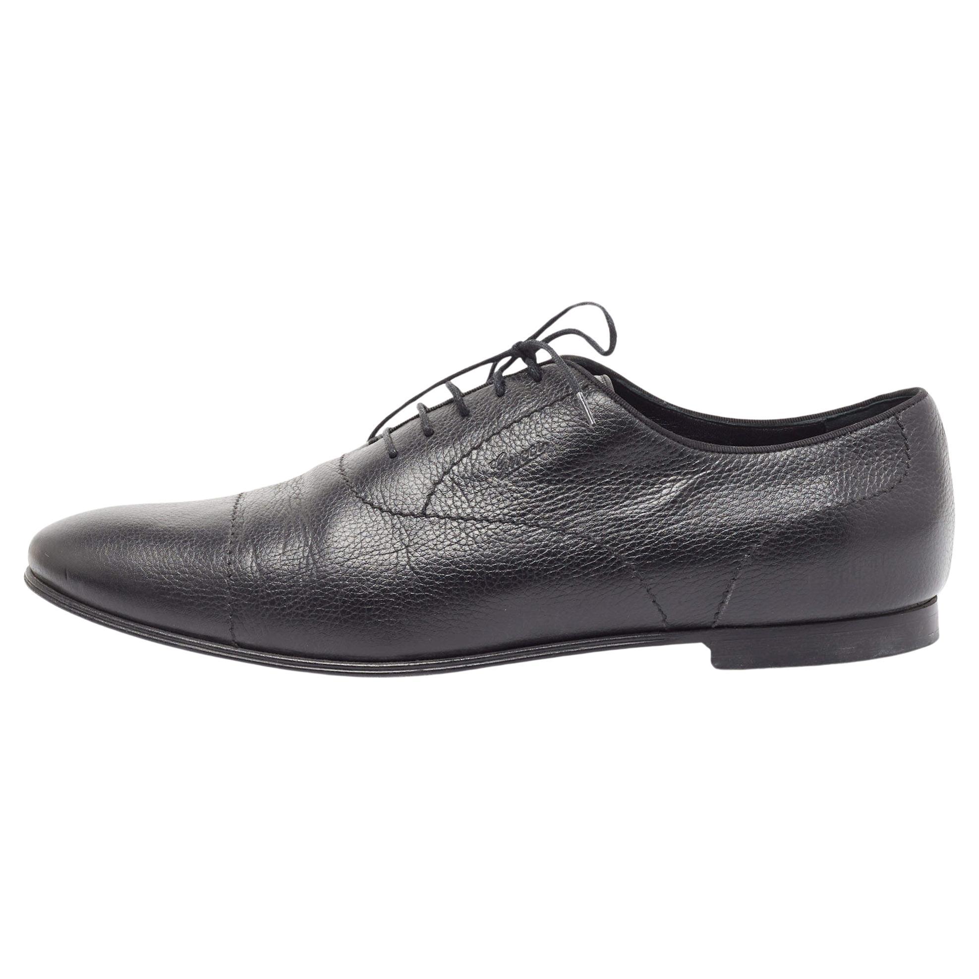Gucci Black Leather Lace Up Oxfords Size 43 For Sale