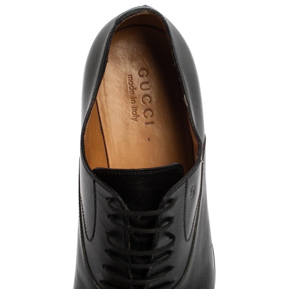 Gucci Black Leather Lace Up Oxfords Size 43.5 1