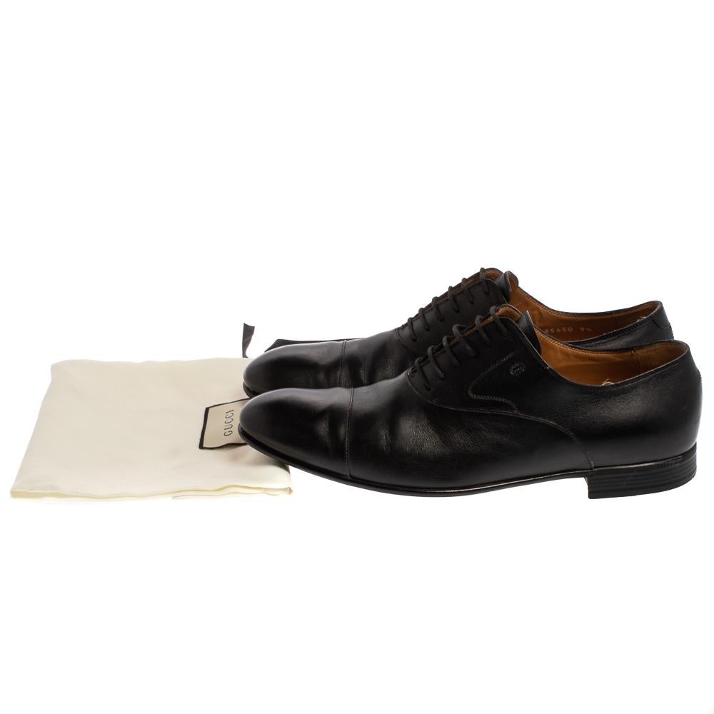 Gucci Black Leather Lace Up Oxfords Size 43.5 4