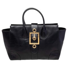 Used Gucci Black Leather Lady Buckle Tote