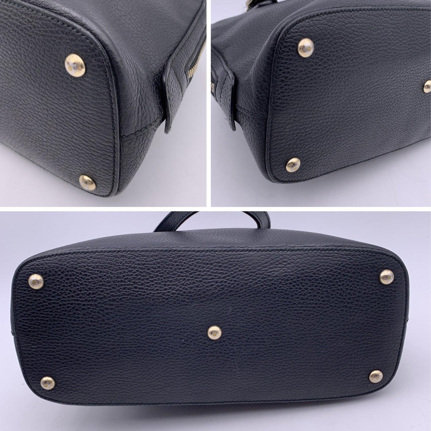 Women's Gucci Black Leather Lady Dollar Dome Satchel Bag Handbag