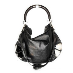 Gucci Black Leather Large Babouska Indy Top Handle Hobo Bag