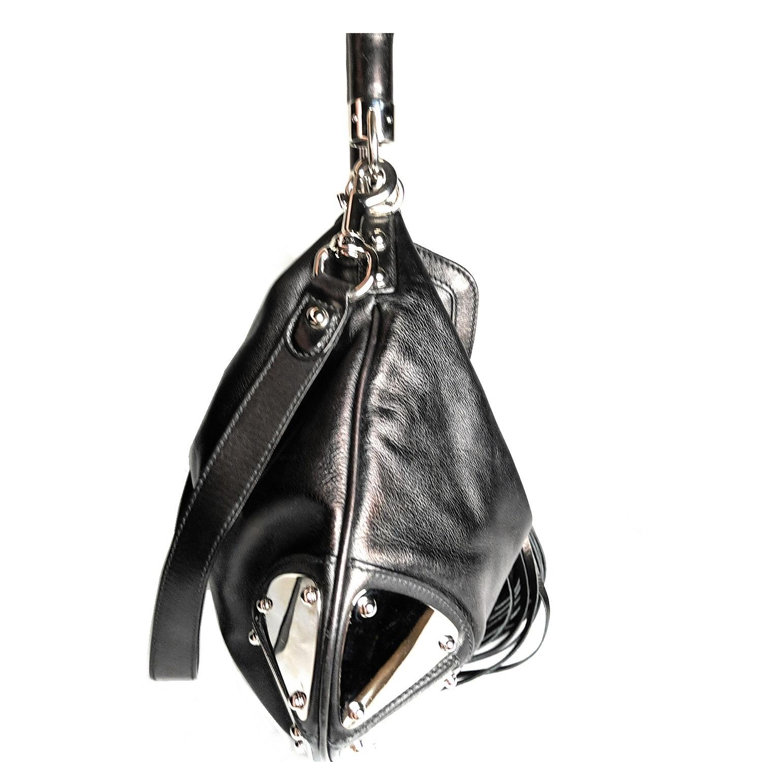 Gucci Black Leather Large Babouska Indy Top Handle Hobo Bag In Good Condition In Scottsdale, AZ