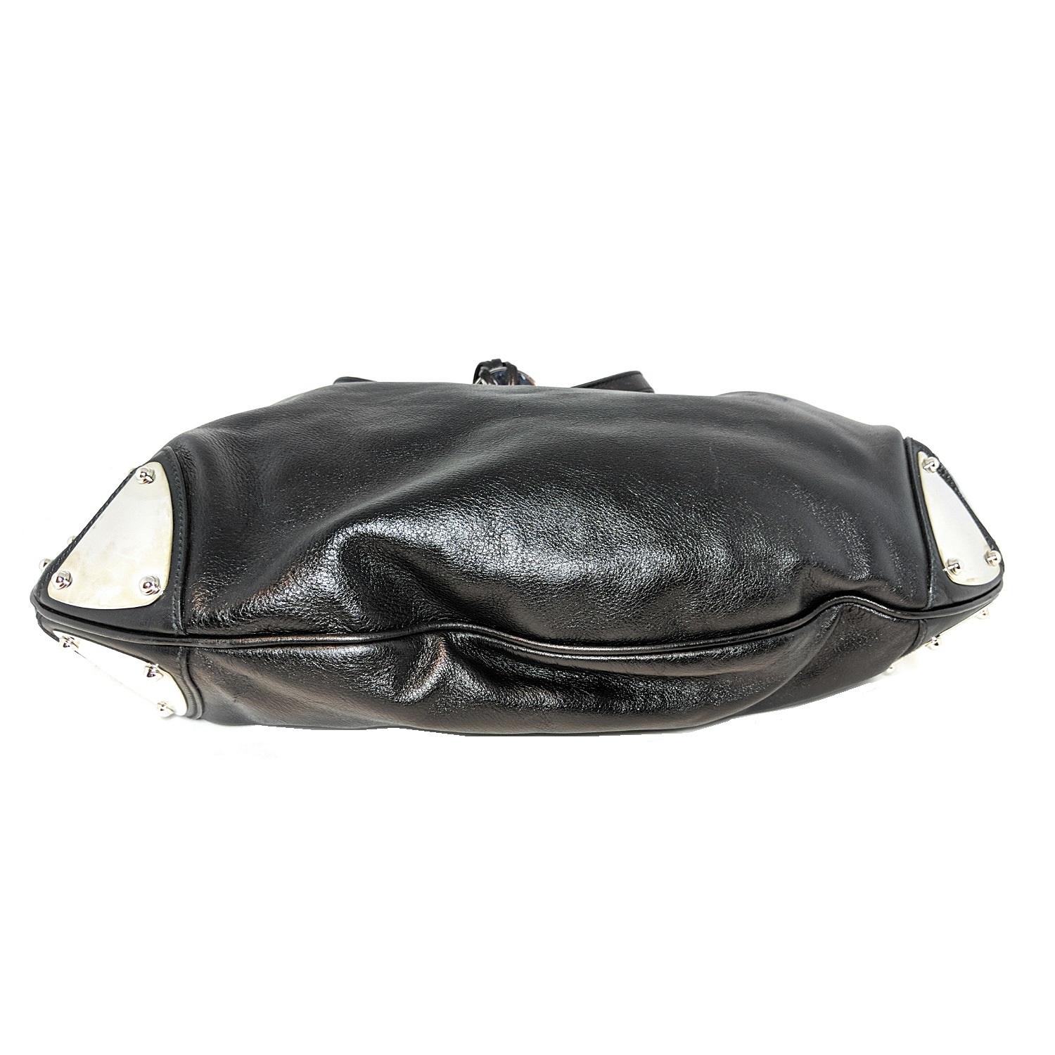 Women's Gucci Black Leather Large Babouska Indy Top Handle Hobo Bag