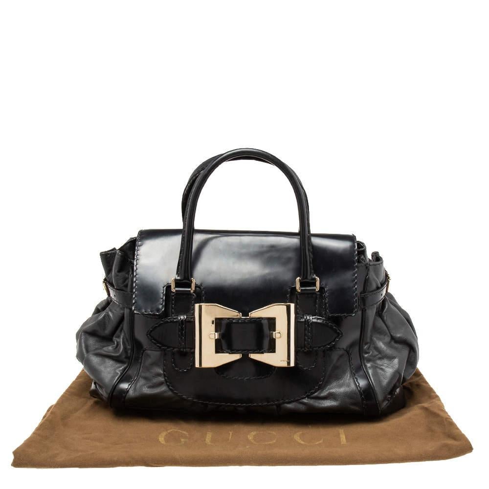 Gucci Black Leather Large Dialux Queen Tote 4